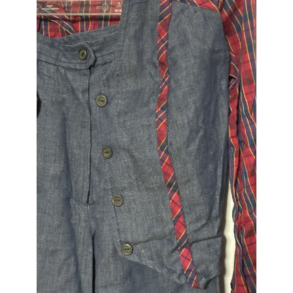 Vintage 70s Denim and Americana Patchwork Vest and Flared Pants Men's Suit Set‎